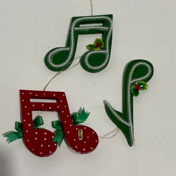 Vintage Wooden Musical Christmas Tree Ornaments Set Instrument Piano 10 Piece - Picture 4 of 15